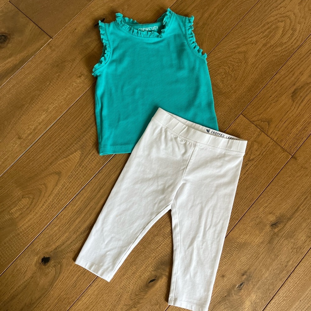Crewcuts Teal and White Kids Matching Set